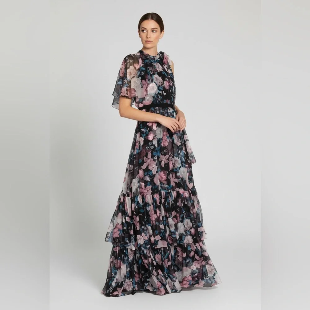 NWT ERDEM Natalina One-sleeve Silk-voile Floral Gown in Pink Dust Bouquet Sz 6 - Picture 6 of 17